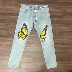 PALM ANGELS Butterfly Stone Wash Jeans Size 34